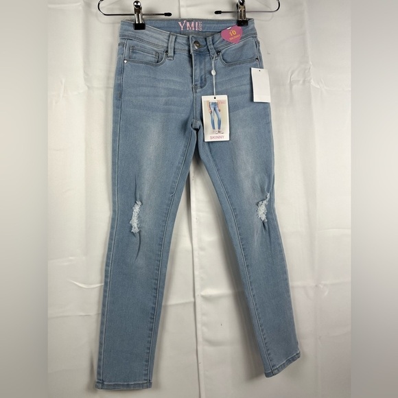 YMI Girls Skinny Jeans Light Wash Distressed Stretch Size 10 NWT - Picture 1 of 9